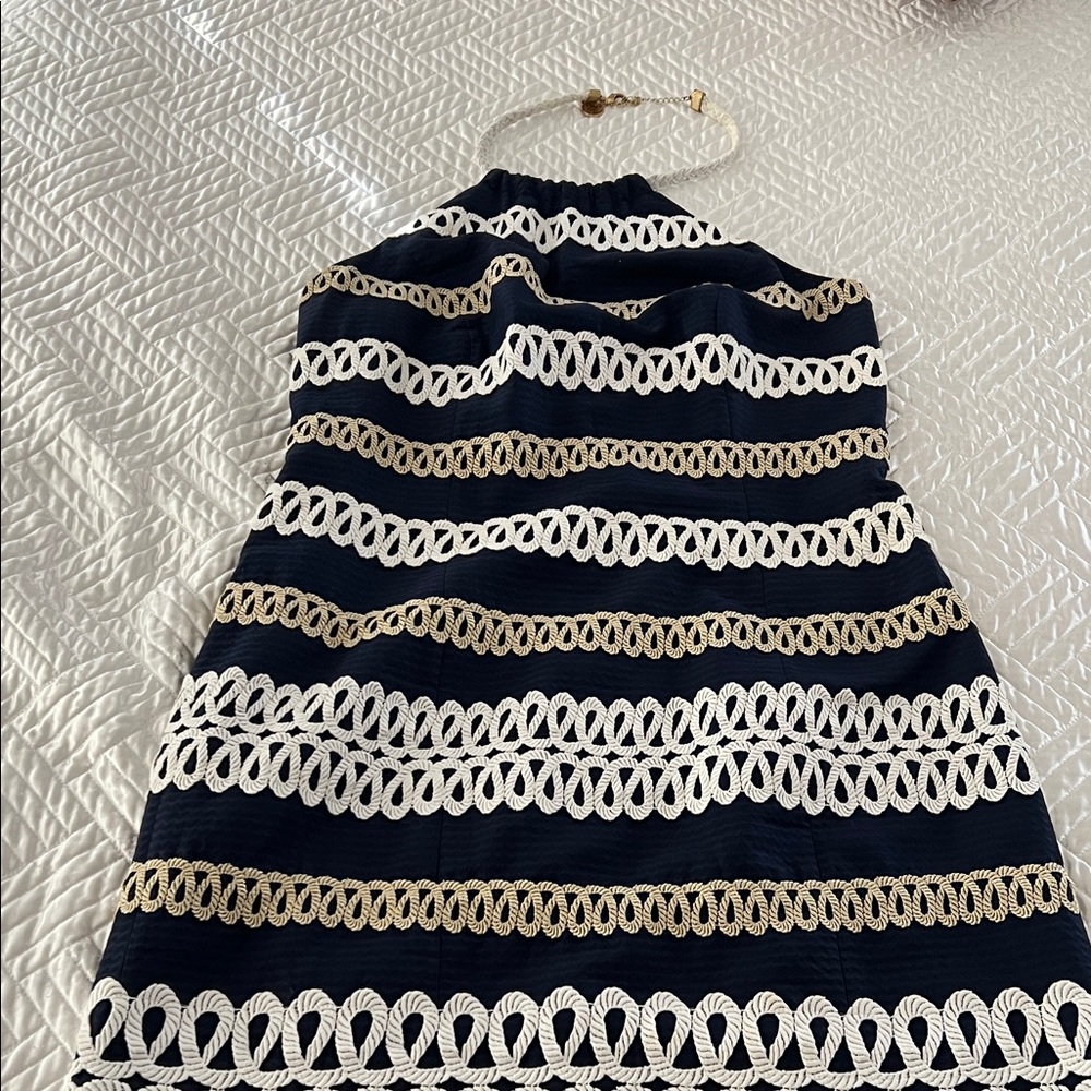 Lilly Pulitzer Navy and White Strapless Dress